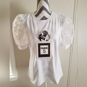 Chic Euro graphic fashion blouse